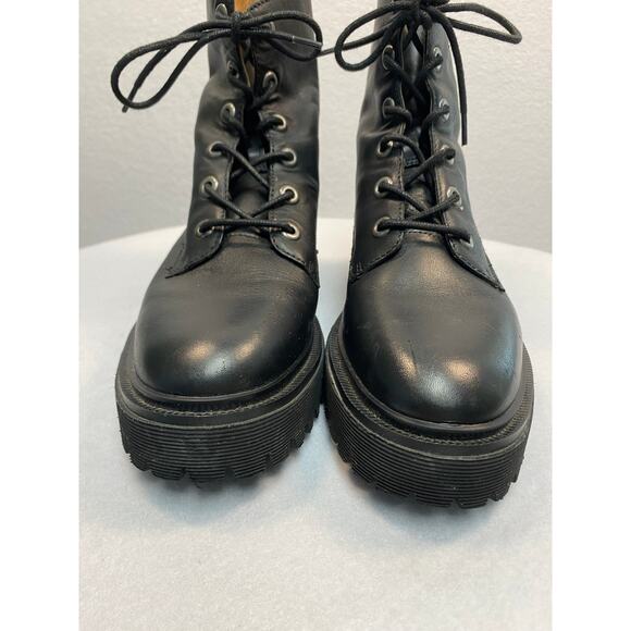 Madewell The Rayna Lace-Up Combat Boot in Black Leather Size 8 - Picture 7 of 9